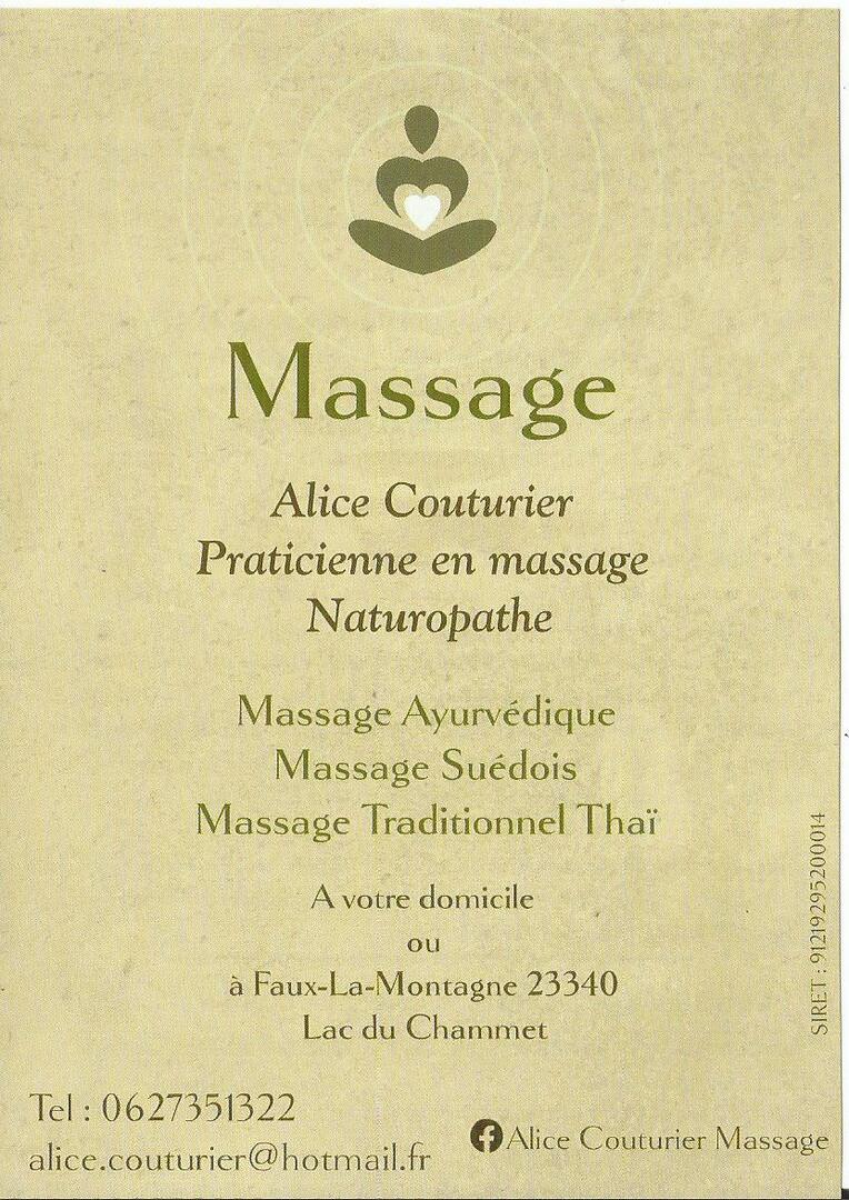 Massage Alice Couturier Faux La Montagne Tourisme Creuse Limousin