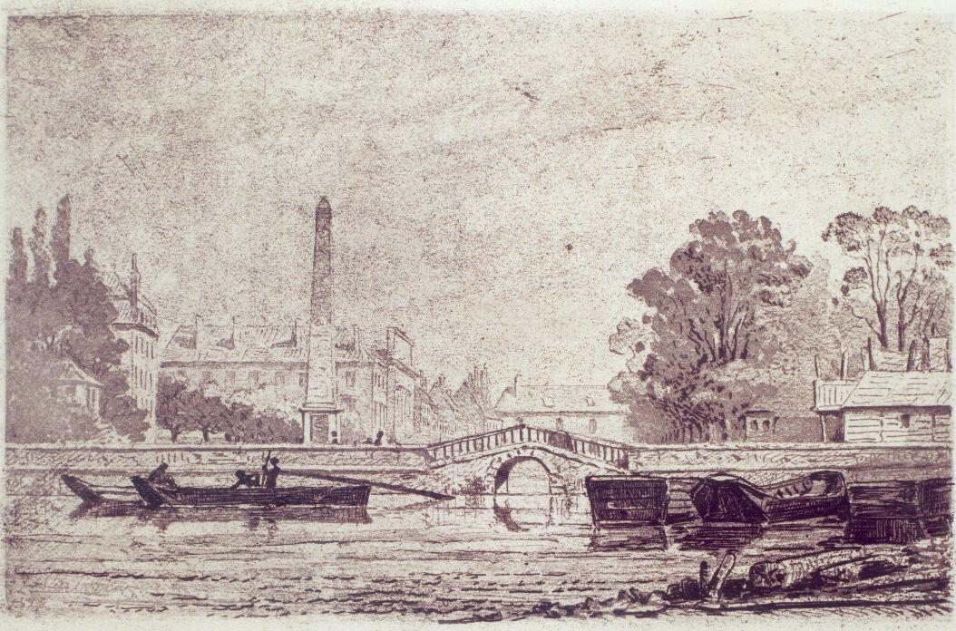 BASSIN DE L'OBELISQUE-gravure de Jules Chevrier, 1843