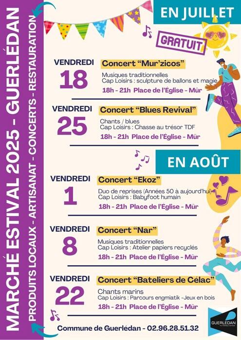 Programmation marché estivaux 2025 - Guerlédan