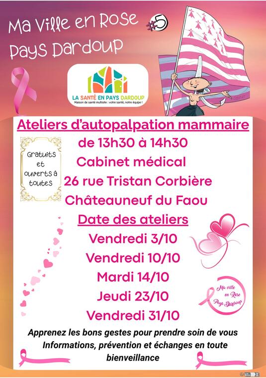 Ma ville en rose pays dardoup: ateliers d'autopalpation mammaire