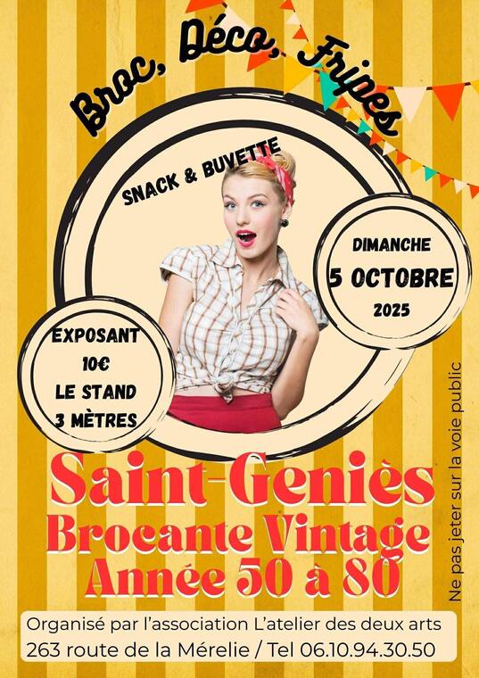 Brocante vintage années 50-80 Saint Geniès le 5 Octobre