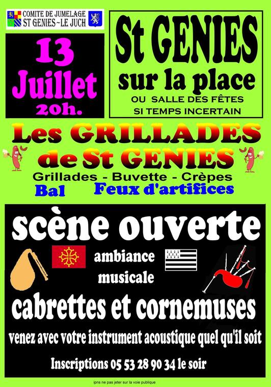 Les grillades de St Geniès & Feu d'artifices 13 Juillet