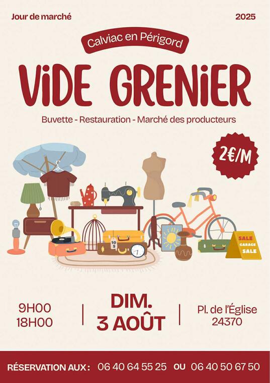Vide grenier Calviac 3 Aout