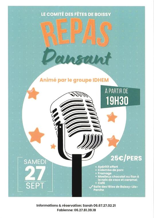 repas dansant boissy 27 septembre