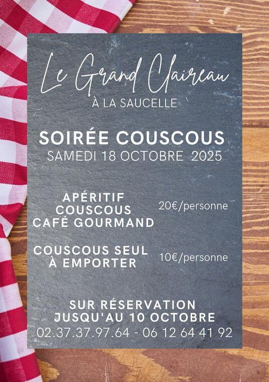 soirée couscous le grand claireau 18 octobre