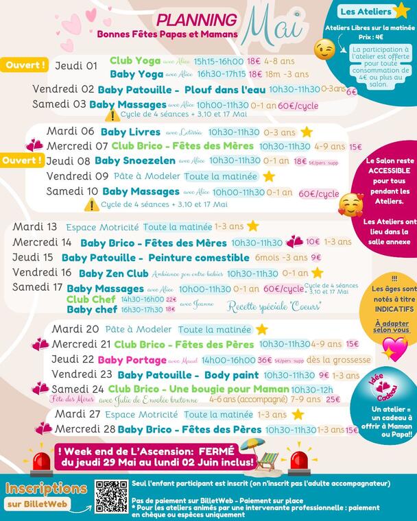Planning de mai Mon p'tit café