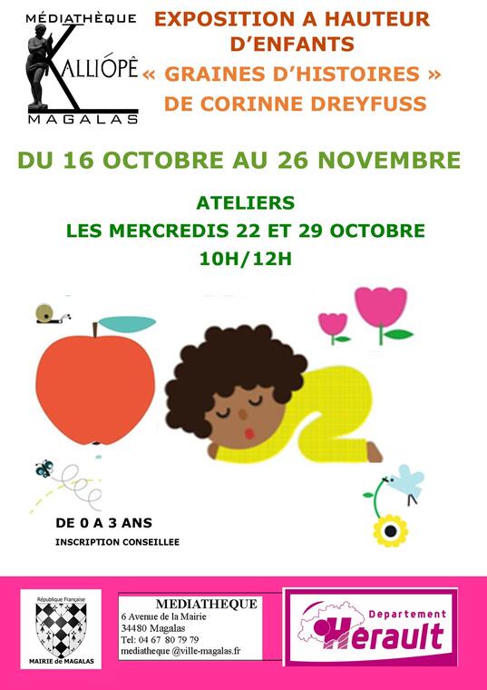EXPOSITION A HAUTEUR D'ENFANTS "GRAINES D'HISTOIRES"DE CORINNE DREYFUSS