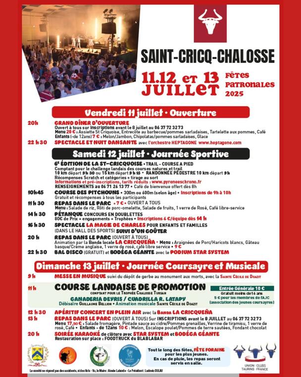Programme Fêtes St-Cricq 2025