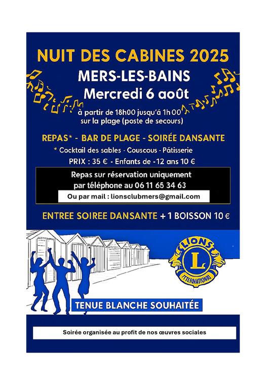 Affiche LIONS NUIT DES CABINES DU 6 AOUT 2025