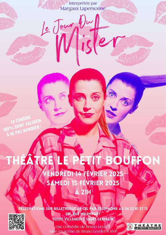 THEÂTRE LE PETIT BOUFFON vendredi 14 février 2025 samedi 15 février 2025 à 21h Réservations sur billetreduc.fr ou par téléphone au 03 23 - 1