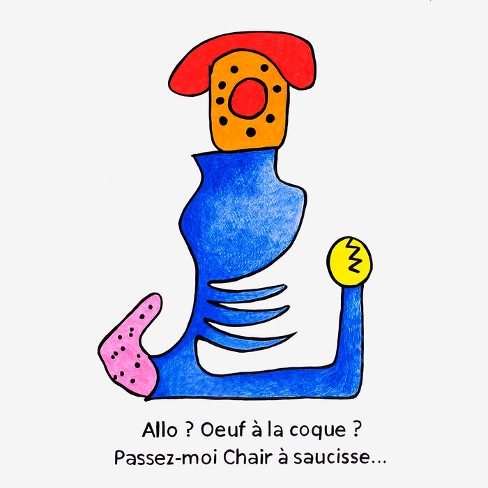 Allo ? Oeuf à la Coque ? Passez-moi Chair à saucisse... de Lisa Vanho - dessins et sculptures_1