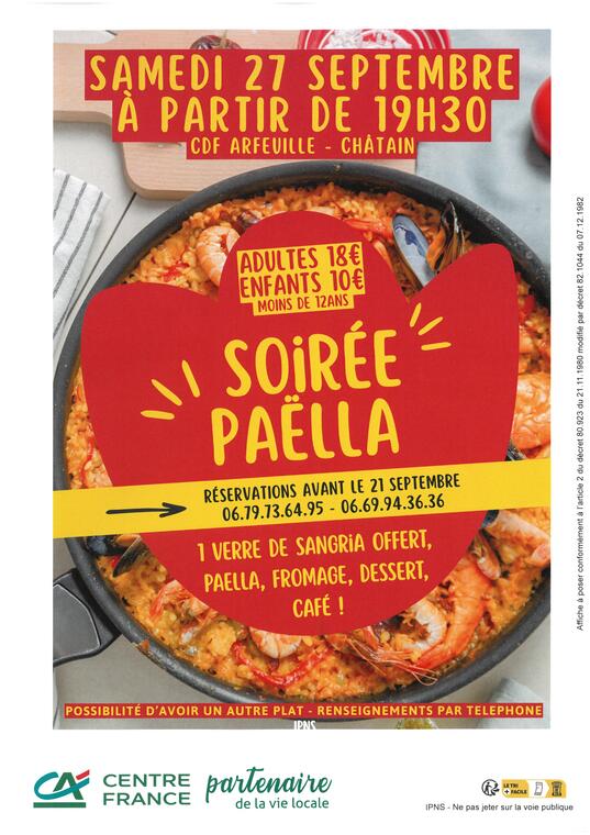 ARFFEUILLE-CHATAIN -Soirée paëlla