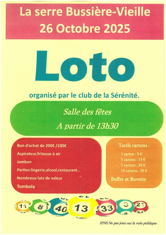 LOTO La Serre Bussière Vielle