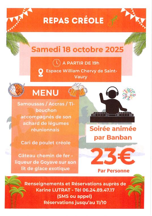 repas creole St Vaury