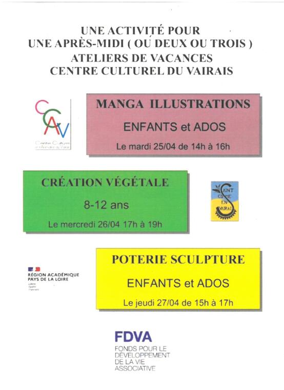 Ateliers du centre culturel du Vairais