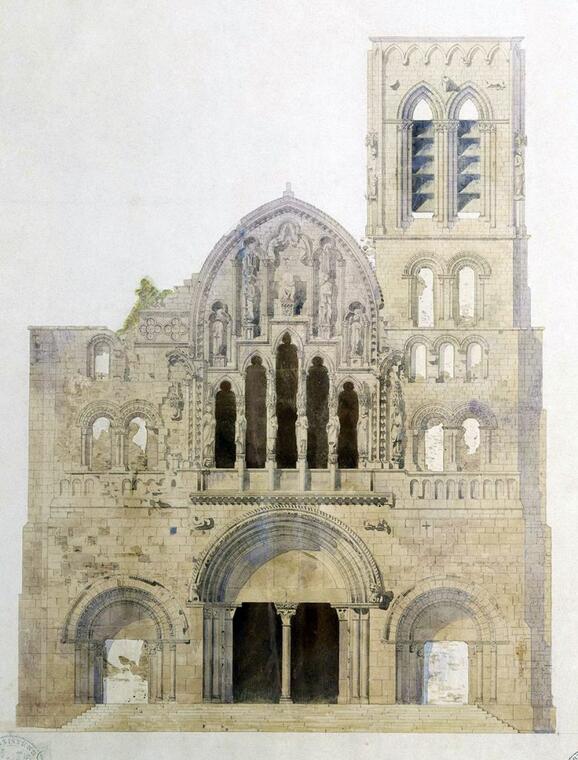Viollet-le-Duc-Releve-aquarelle-de-la-facade-de-la-Madeleine-de-Vezelay_MAP-2-780x1024