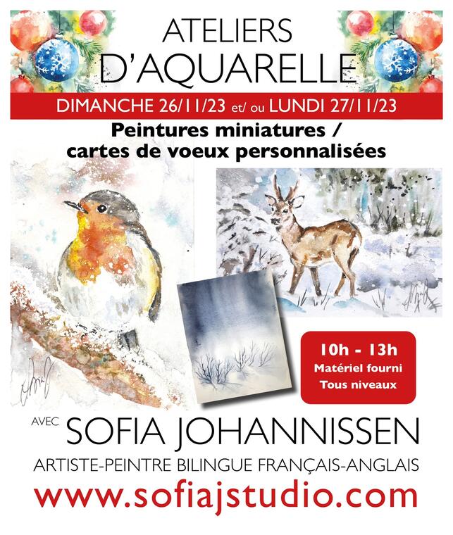 ateliers aquarelle cartes voeux