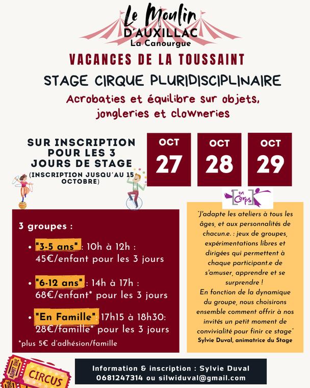 Stage de cirque au moulin d'Auxillac