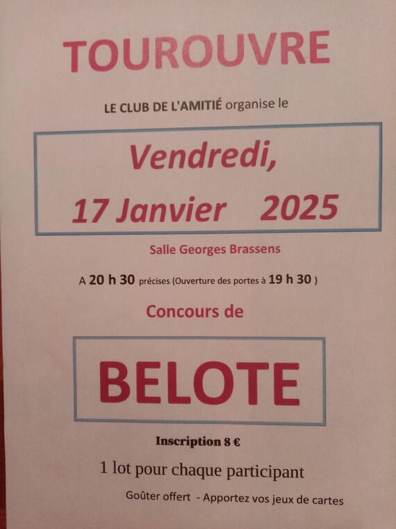 Belote 17 janvier Tourouvre