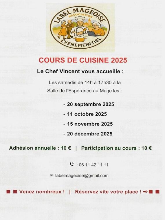 Cours de cuisine avec le Chef Vincent Label Mageoise