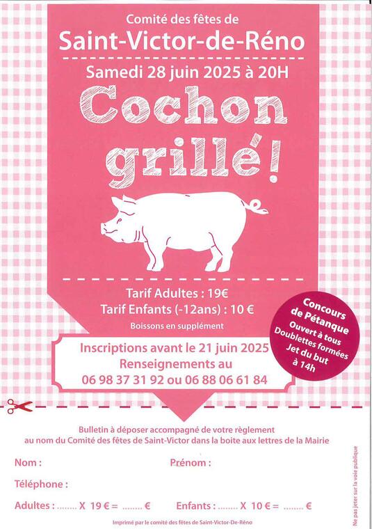 Cochon grillé saint victor de Réno 28 juin