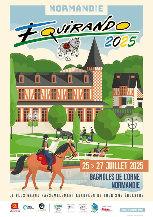 bagnoles-orne-bebagnoles-equirando-2025-affiche-officielle-rassemblement-eureopeen-tourisme-equestre