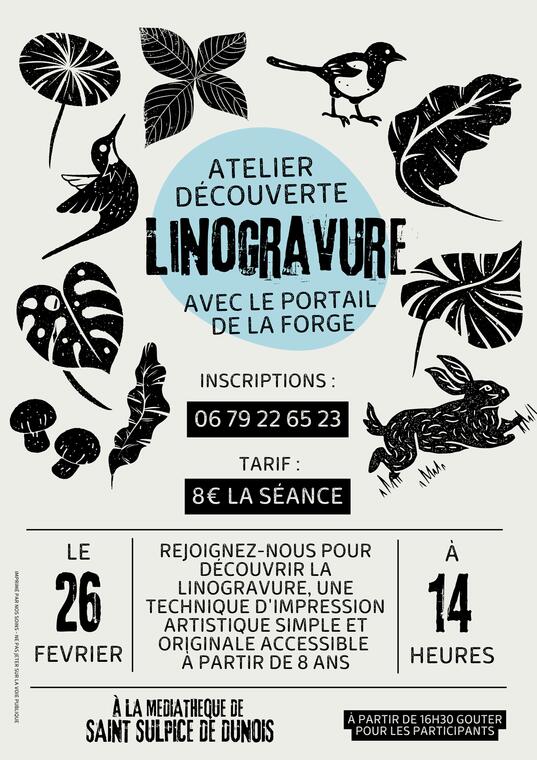 Affiche atelier créatif découverte linogravure - 1