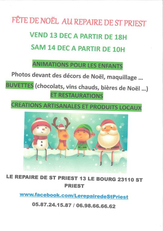 Fête de noel au repaire à st priest