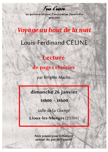 Feux d'encre. Flyer lecture L.-F. Céline