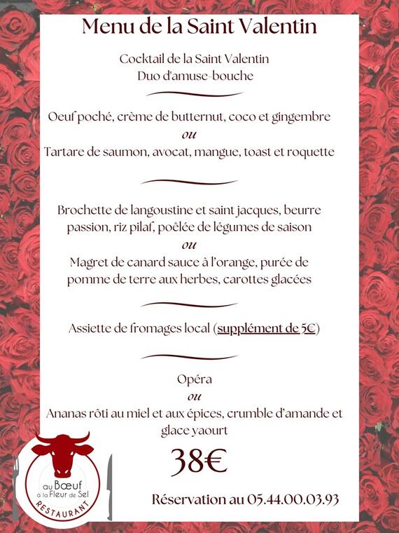 Menu St Valentin