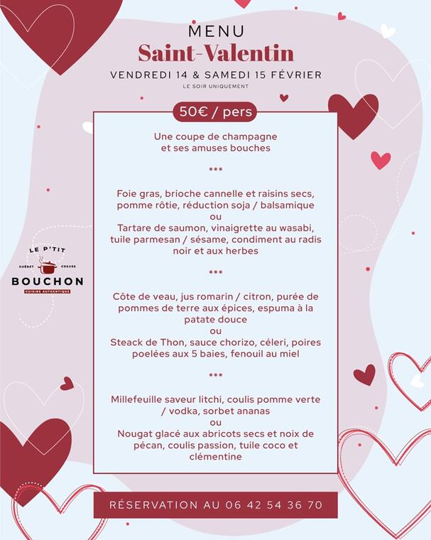 Menu St Valentin