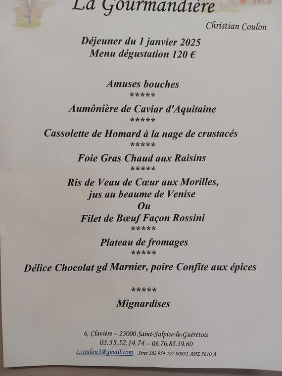 Menu 1er janvier