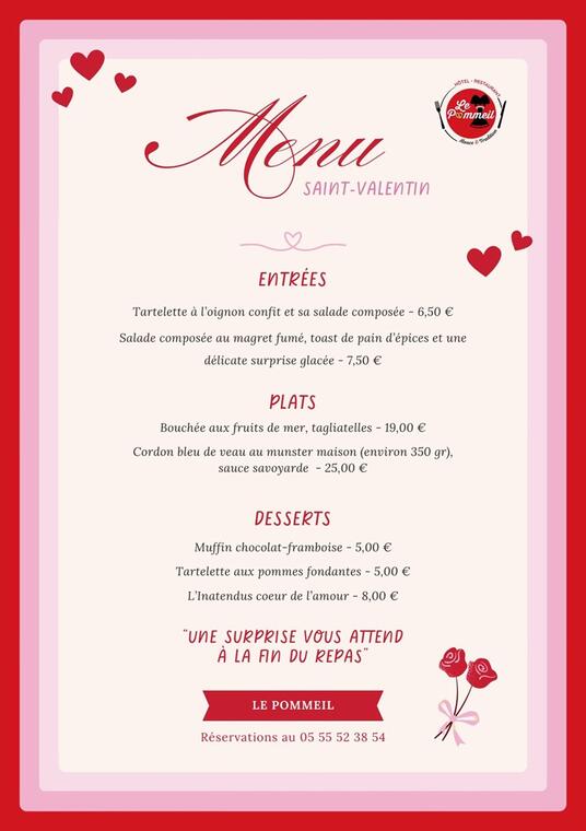 Menu St Valentin