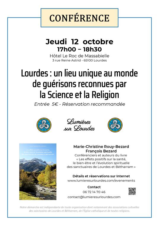 Lourdes hôtel Roc de Massabielle Conférence 12 octobre 2023