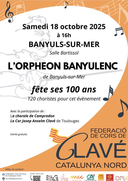 Affiche concert 100 ans Orphéon Banyulenc 18-10-25