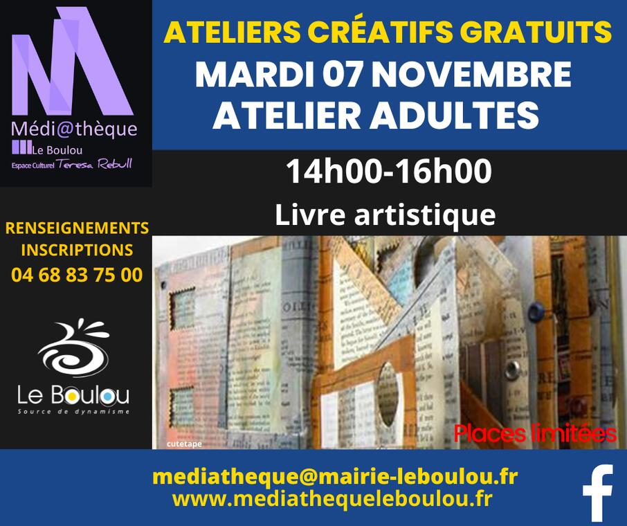 Facebook Post AT ADULTES  « livre artistique 07/11 - 1