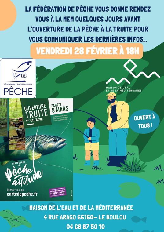 Affiche compétition concours de pêche illustrative colorée - 1