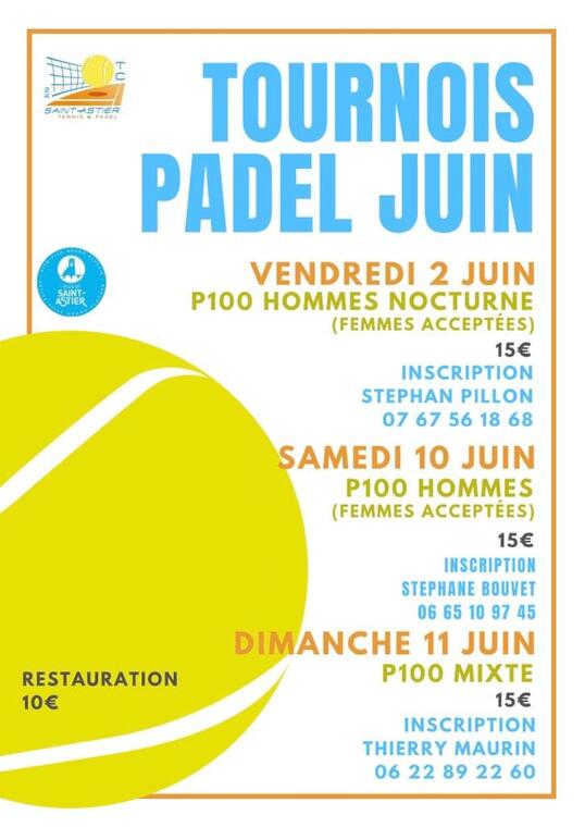 10-11 juin tournoi padel st astier