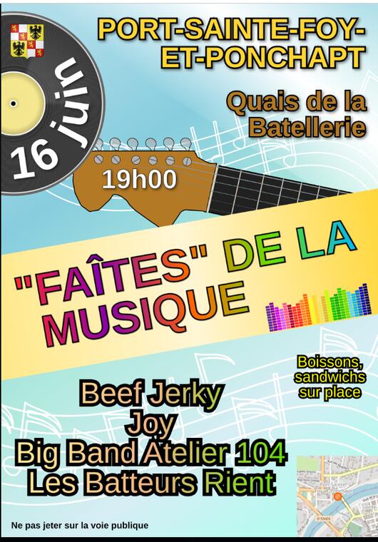 Affiche Fête de la Musique - Port-Sainte-Foy - 16 Juin 2023