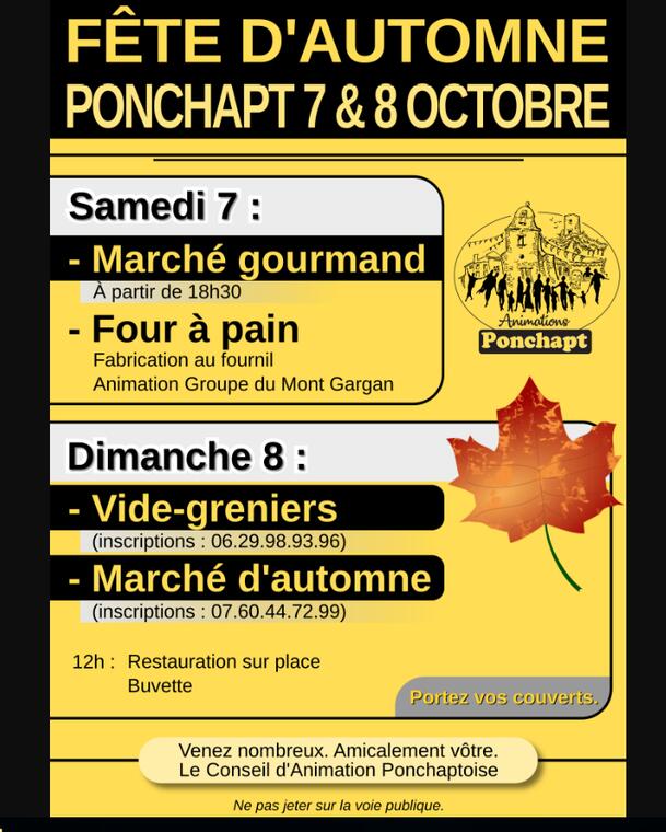 Fête d'automne - Ponchapt - 07 et 08 Octobre 2023