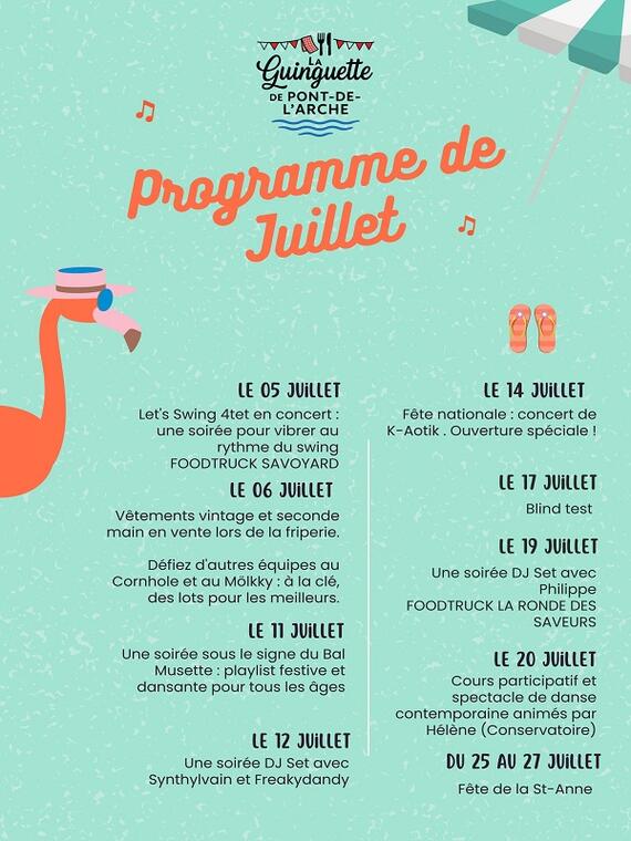 Programme juillet - Guinguette de Pont de l'Arche