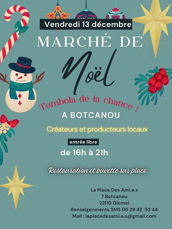 Bleu vert rouge Rétro illustratif Marché de Noël Affiche - 1