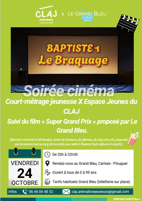 Claj soirée cinéma le 24 oct