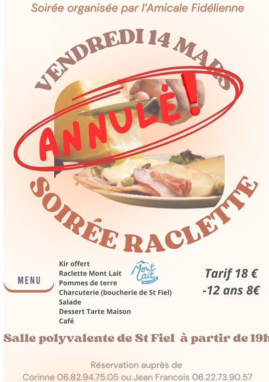 Soirée raclette st fiel Annulée