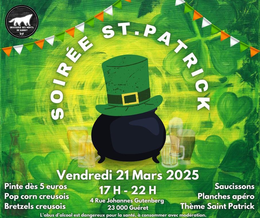 Soirée Saint-Patrick Brasserie MDG