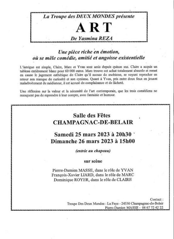 Théâtre Champagnac 25&26 mars 2023
