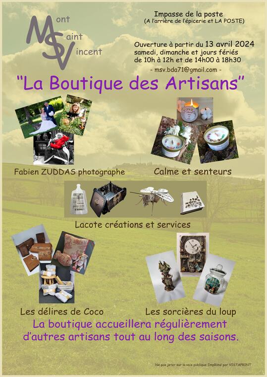 Affiche boutique des Artisans