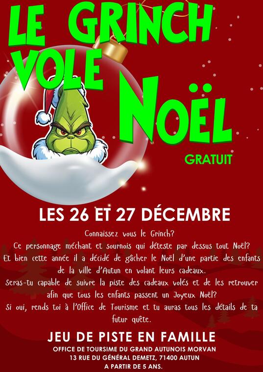 Affiche Grinch - jeu de piste à Autun