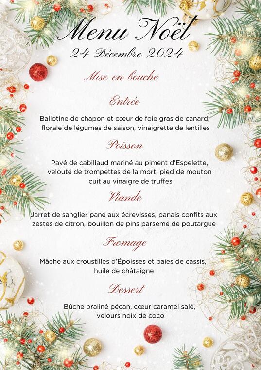 FÊTES 2024 - MENU NOËL 2024