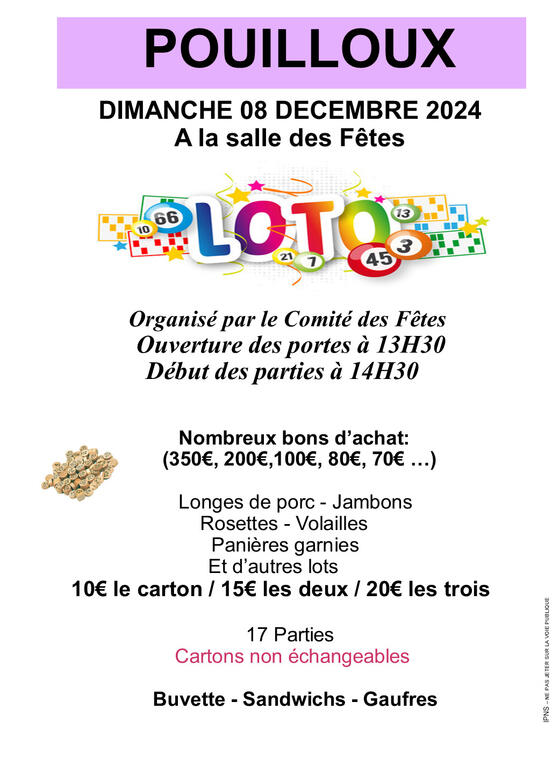 Loto 8 décembre à Pouilloux